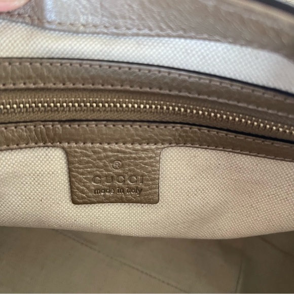 Gucci Bella Flap 2-Way Satchel GG Canvas Gold Leather - Picture 9 of 16